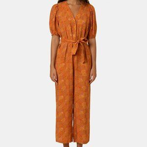 FRNCH Pants Jumpsuits Frnch Laurine Orange Print Jumpsuit Sz